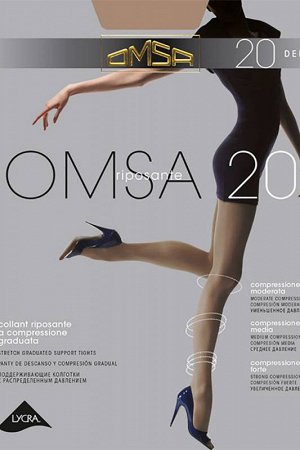 OMSA 20 NEW Колготки женские, тонкие с компрессионным эффектом.