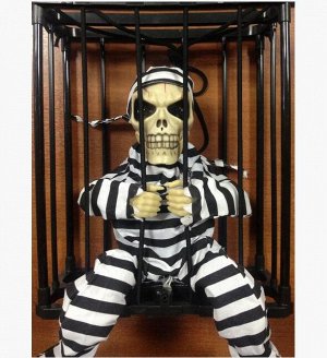 Игрушка на хэллоуин "Скелет за решеткой"с датчиком движения