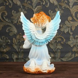 Статуэтка «Ангел с чашей цветов» белый/золото 18х19х31см