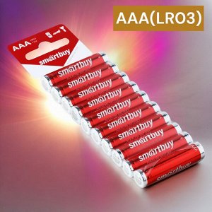 Батарейки мизинчиковые ААА (LR03) алкалиновая (упаковка 10 шт.), Smartbuy, (SBBA-3A10SB)