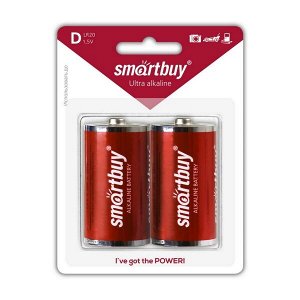 Батарейки D (LR20) алкалиновые (блистерная упаковка 2 шт.) Smartbuy LR20/2B (SBBA-D02B)