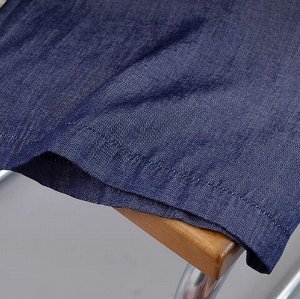Брюки широкие из легкой джинсы, пояс на резинке, синий