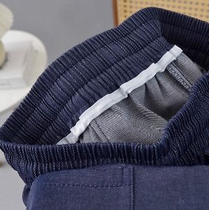 Брюки из легкой джинсы с манжетами, пояс на резинке, синий