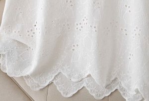 Блуза из смешанного хлопка-шитье, с круглым вырезом, белый
