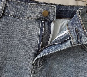 Джинсовая короткая юбка, с рванными элементами, серо-голубой
