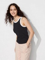 UNIQLO - майка с чашечками и контрастными окантовками - 09 BLACK