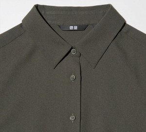 UNIQLO - блуза из искусственного шелка с классическим силуэтом - 09 BLACK