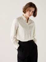 UNIQLO - блуза из искусственного шелка в мелкий рисунок - 01 OFF WHITE
