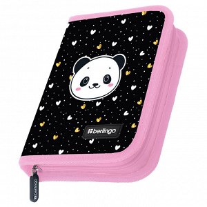 Пенал 1 отделение, 200*140*40 Berlingo ""Cool panda"", дополнительная откидная секция, полиэстер