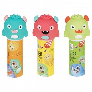 Клей-карандаш MeShu с топпером ""Monsters"" ассорти, 9г, ПВА