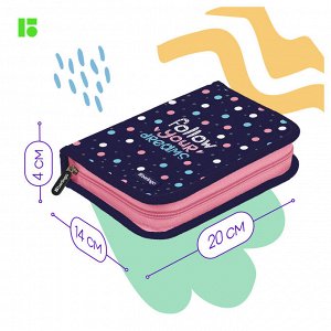Пенал 1 отделение, 200*140*40 Berlingo ""Colored dots"", дополнительная откидная секция, полиэстер