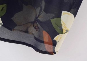 Шифоновая блуза с кукольным воротником и цветочным принтом, синий