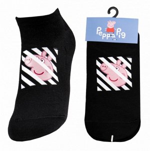 Носки хлопковые с термонаклейкой " Peppa Pig SP-11 " принт №2 черные 1 пара р:34-41