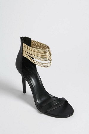 Metallic Ankle Strap Stiletto Heels