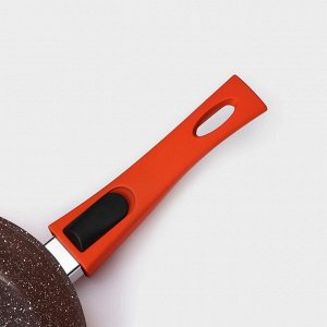 Сковорода Magistro Terra, d=20 см, кованый алюминий, съёмная ручка soft-touch, антипригарное покрытие, индукция, оранжевая