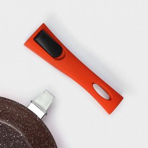 Сковорода Magistro Terra, d=20 см, кованый алюминий, съёмная ручка soft-touch, антипригарное покрытие, индукция, оранжевая