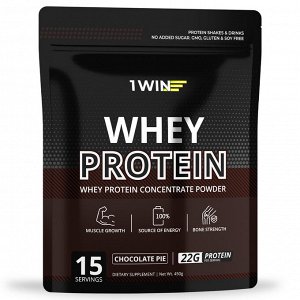 1WIN Протеин Whey Protein / Белковый коктейль для похудения, без сахара,(шоколадный пирог) 450гр.