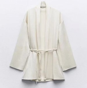ПЛИССИРОВАННОЕ КИМОНО С ЗАВЯЗКАМИ арт.  1058007, экрю