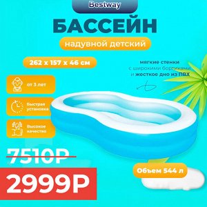 Бассейн надувной Bestway / 544 л, 262 х 157 х 46 см
