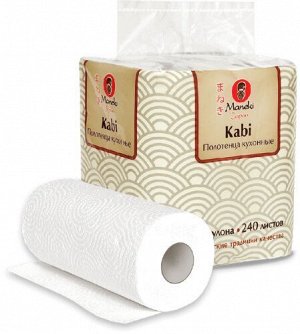 Полотенца кухонные бумажные "Maneki" Kabi 2 слоя, 60 л., белые, 4 рулона/упаковка