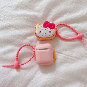 Чехол на Airpods, принт "Кошка", цвет розовый