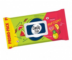Влажные салфетки Emily Style ЭКОНОМ ассортимент 100+20шт. с крышкой
