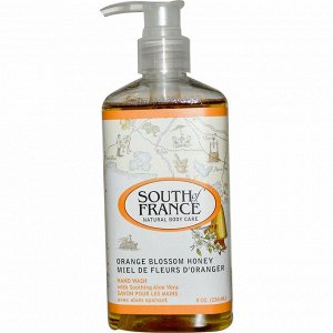 South of France, Средство для мытья рук с успокаивающим алоэ вера, соцветиями апельсина и медом, 8 унций (236 мл)