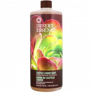 Desert Essence, Кастильское жидкое мыло с экологически чистым маслом чайного дерева, 32 жидких унции (960 мл)