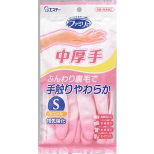 Виниловые перчатки “Family” (средней толщины, с внутренним покрытием) розовые РАЗМЕР S, 1пара
