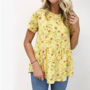 Блуза желтая с цветочным принтом