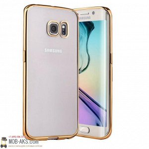 Силиконовая накладка с бампером Samsung A720 (2017) золото оптом