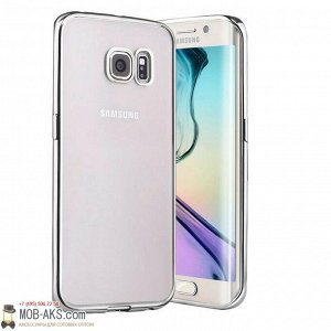 Силиконовая накладка с бампером Samsung A720 (2017) серебро оптом