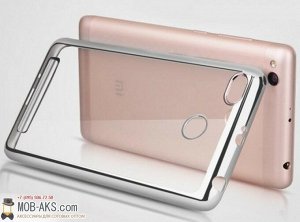 Силиконовая накладка с бампером Xiaomi Redmi Note3 серебро оптом