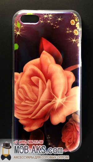Силиконовая накладка с рисунком Samsung S6 Роза оптом