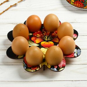 Подставка пасхальная на 8 яиц "Хохлома на черном фоне"