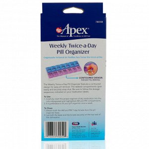 Apex, Недельный органайзер для двухразового приема таблеток, 1 органайзер для таблеток