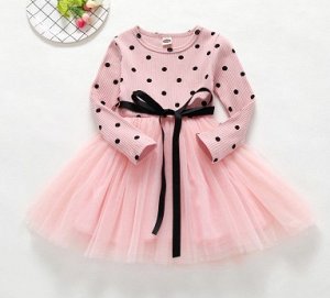Платье с фатиновой юбкой,розовый