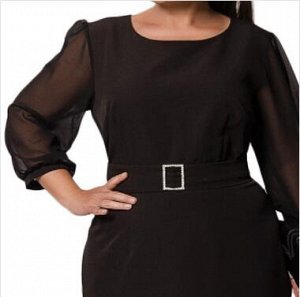 Платье черное с прозрачными рукавами