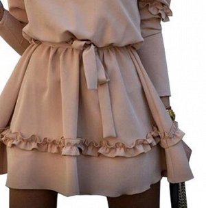 Платье короткое с рюшами, розовое