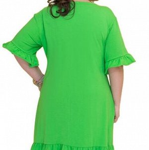 Платье с круглым вырезом, зелёное