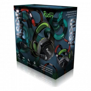 Игровые наушники с микрофоном (гарнитура) закрытого типа Smartbuy RUSH ASPID, 40 мм, переходник для ПК,  цвет черный/зеленый (SBHG-9760)