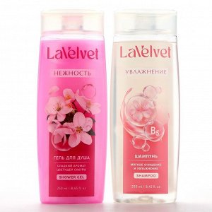 Шампунь и гель для душа, 2 х 250 мл, подарочный набор косметики, LaVelvet, аромат цветущей сакуры