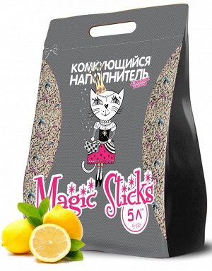 Комкующийся наполнитель для туалета кошек и котов "ЗооДом "Magic Sticks", 5 л/4 кг, лимон (1/4)
