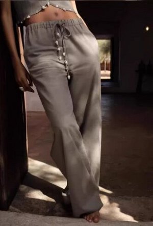 БРЮКИ WIDE LEG С РАКУШКАМИ И ШНУРКАМИ арт. 6895224, серый