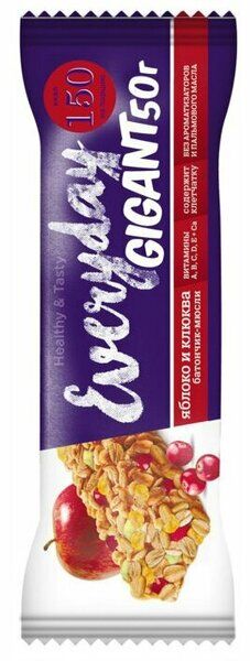 Батончик EVERYDAY GIGANT яблоко/клюква, 50 гр