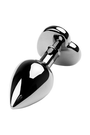 Анальная втулка Metal by TOYFA, металл, серебряная, с чёрным кристаллом, 9,5 см, ? 4 см, 150 г