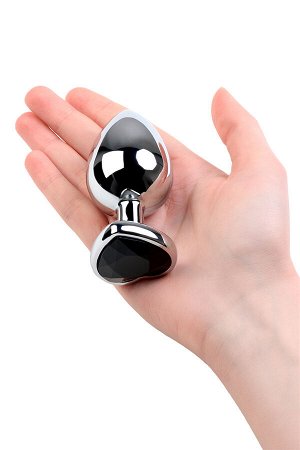 Анальная втулка Metal by TOYFA, металл, серебряная, с чёрным кристаллом, 9,5 см, ? 4 см, 150 г