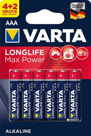 Батарейки VARTA Longlife Max Power Lr03 , 6 шт.