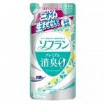 &quot;Soflan Premium Deodorizer Zero&quot; Кондиционер для белья защищающий от неприятного запаха, фруктово - травяной аромат, сменная упаковка, 420мл
