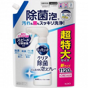 Средство для мытья посуды "CuCute Clear" (с лимонной кислотой и ароматом грейпфрута / пена-спрей для мытья без губки) 1120 мл, сменная упаковка с крышкой / 6